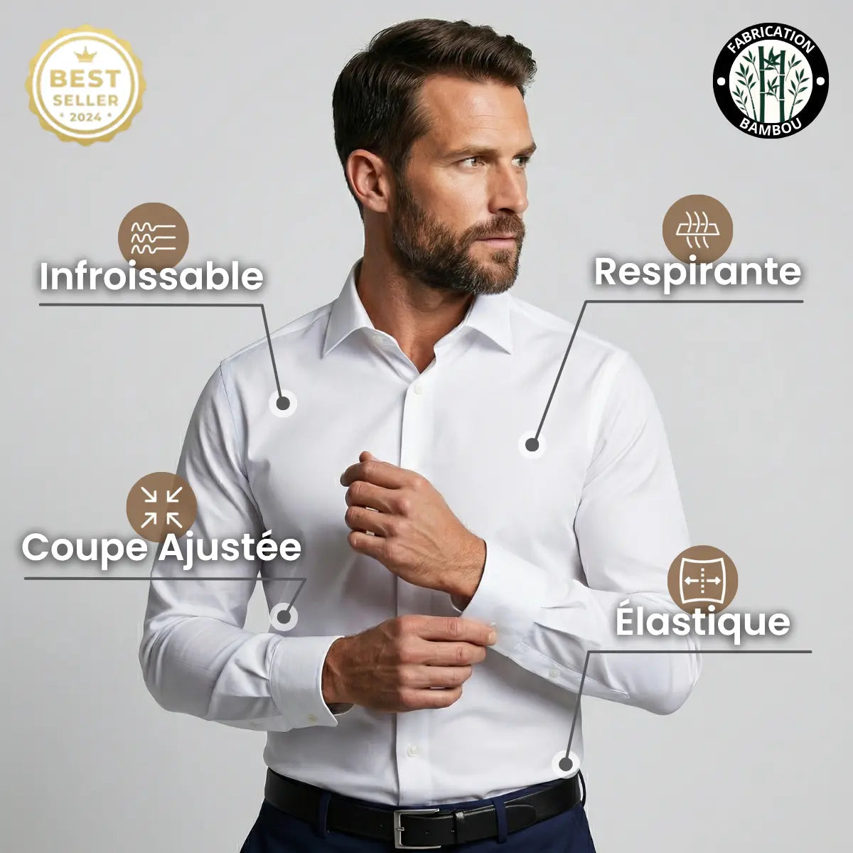 Chemise Bellucya® - Infroissable à Coupé Ajustée